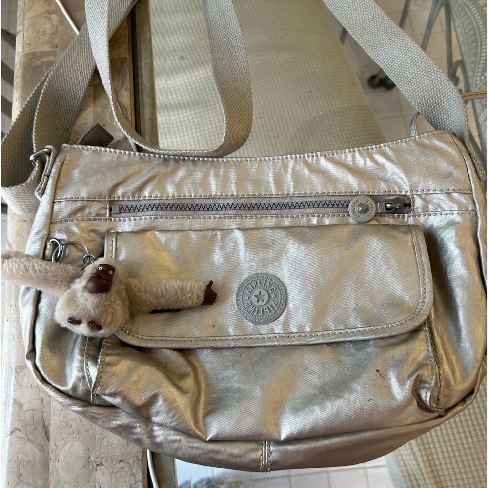 Kipling Silver Crossbody with Monkey